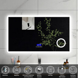 Sline 1200X700mm Bluetooth Led Bathroom Mirror With 3-Colour Modes Demister Pad Magnifying Glass Digital Display Panel - thumbnail 2