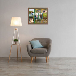 AK Frames 20X16 Walnut Modern Multi Photo Frame With Emerald Mount - Holds 9 Apertures (2X) 7X5, (7X) 6X4 Photos - thumbnail 3