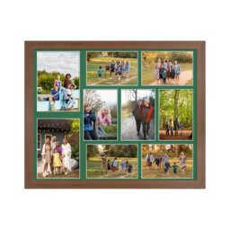 AK Frames 20X16 Walnut Modern Multi Photo Frame With Emerald Mount - Holds 9 Apertures (2X) 7X5, (7X) 6X4 Photos