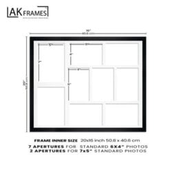 AK Frames 20X16 Walnut Modern Multi Photo Frame With Emerald Mount - Holds 9 Apertures (2X) 7X5, (7X) 6X4 Photos - thumbnail 4