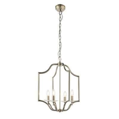 Luminosa Lighting Luminosa Lainey 4 Light Ceiling Pendant Antique Brass Plate & Clear Crystal Glass, E14 - image 1