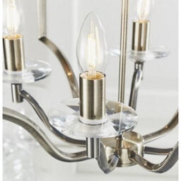 Luminosa Lighting Luminosa Lainey 4 Light Ceiling Pendant Antique Brass Plate & Clear Crystal Glass, E14 - thumbnail 5
