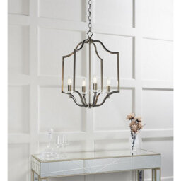 Luminosa Lighting Luminosa Lainey 4 Light Ceiling Pendant Antique Brass Plate & Clear Crystal Glass, E14 - thumbnail 2