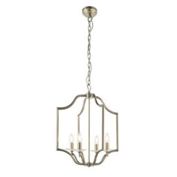 Luminosa Lighting Luminosa Lainey 4 Light Ceiling Pendant Antique Brass Plate & Clear Crystal Glass, E14 - thumbnail 1