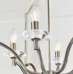 Luminosa Lighting Luminosa Lainey 4 Light Ceiling Pendant Antique Brass Plate & Clear Crystal Glass, E14 - thumbnail 4