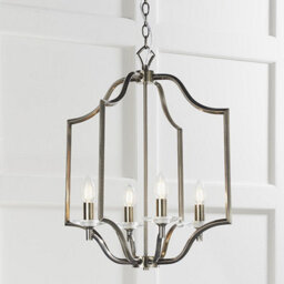 Luminosa Lighting Luminosa Lainey 4 Light Ceiling Pendant Antique Brass Plate & Clear Crystal Glass, E14 - thumbnail 3