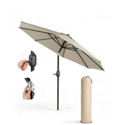 Keplin 2M Tilting Parasol Umbrella With Crank & Tilt, Steel Frame Sun Shade With Cover, 180G Uv-Resistant Polyester, Cream - thumbnail 1