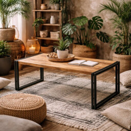 Wyld Haus Toivakka Industrial Reclaimed Wood And Iron Large Coffee Table - thumbnail 1