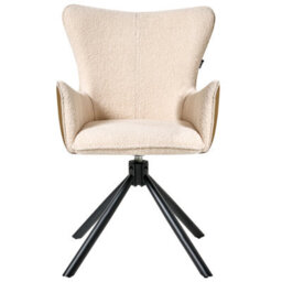 Beliani Set Of 2 Dining Chairs Swivel Novi Boucle Light Beige - thumbnail 5