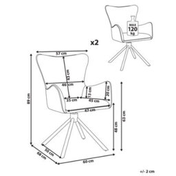 Beliani Set Of 2 Dining Chairs Swivel Novi Boucle Light Beige - thumbnail 3