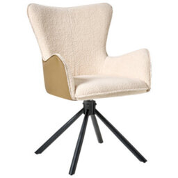 Beliani Set Of 2 Dining Chairs Swivel Novi Boucle Light Beige - thumbnail 4