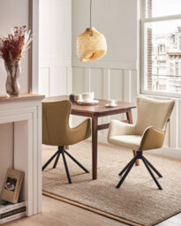 Beliani Set Of 2 Dining Chairs Swivel Novi Boucle Light Beige - thumbnail 2