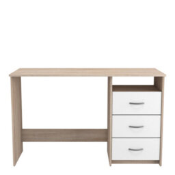 FurniComp LTD Furnicomp London 3 Drawer White And Brushed Oak Office Desk/study Table - thumbnail 4