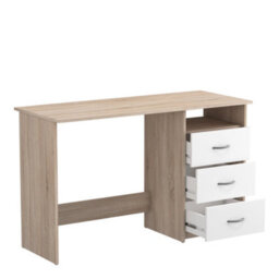 FurniComp LTD Furnicomp London 3 Drawer White And Brushed Oak Office Desk/study Table - thumbnail 3