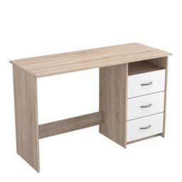 FurniComp LTD Furnicomp London 3 Drawer White And Brushed Oak Office Desk/study Table - thumbnail 2