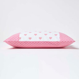Homescapes Cotton Pink Hearts And Polka Dots Cushion Cover,30 X 50 Cm - thumbnail 3