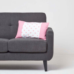 Homescapes Cotton Pink Hearts And Polka Dots Cushion Cover,30 X 50 Cm - thumbnail 2