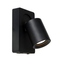 Lucide Nigel Modern Wall Spotlight - Led Dim. - Gu10 - 1X5W 3000K - With Usb Charging Point - Black - thumbnail 1