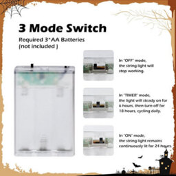 2-Pack Purple Spider String Lights: 20 Led 13Ft Battery-Powered With Timer For Indoor Halloween Window & Party Decor - thumbnail 4
