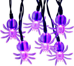 2-Pack Purple Spider String Lights: 20 Led 13Ft Battery-Powered With Timer For Indoor Halloween Window & Party Decor - thumbnail 1