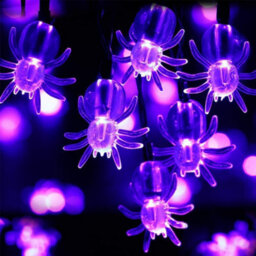 2-Pack Purple Spider String Lights: 20 Led 13Ft Battery-Powered With Timer For Indoor Halloween Window & Party Decor - thumbnail 2