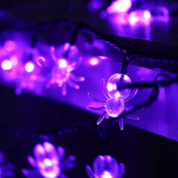 2-Pack Purple Spider String Lights: 20 Led 13Ft Battery-Powered With Timer For Indoor Halloween Window & Party Decor - thumbnail 5