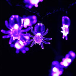 2-Pack Purple Spider String Lights: 20 Led 13Ft Battery-Powered With Timer For Indoor Halloween Window & Party Decor - thumbnail 6