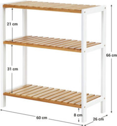 Songmics Triple-Layer Bamboo Organizer, Multi-Functional Storage Stand For Home, Versatile Display Unit, Natural And White - thumbnail 2