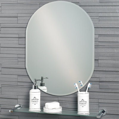 Showerdrape Lincoln Oval Wall Mounted Frameless Bevelled Edge Bathroom Mirror 70 X 50Cm - image 1