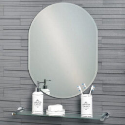 Showerdrape Lincoln Oval Wall Mounted Frameless Bevelled Edge Bathroom Mirror 70 X 50Cm - thumbnail 4
