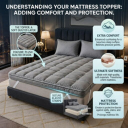 Double Mattress Topper 10Cm Deep Thick Microfibre Padded Mattress Enhancer With Elasticated Corner Straps, Soft & Comfortable Grey - thumbnail 2