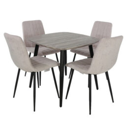 Core Products Aspen Grey Oak Effect 80Cm Square Dining Table With 4 Natural Fabric Straight Stitch Design Chairs - thumbnail 2