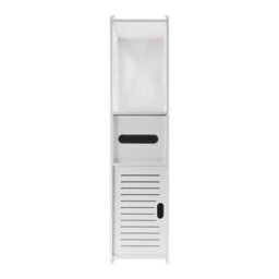 Bathroom Storage Cupboard Shelf Thin Cabinet Unit w/ Drawers Door Shelves White