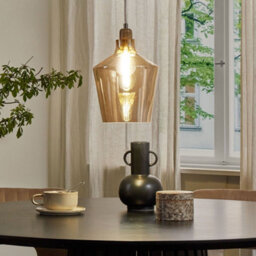 Wyld And Coco Brightlux Pendant Lamp Gold-Tinted Glass Modern Industrial Ceiling Light For Dining Rooms - thumbnail 2