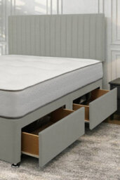"Knight Sleep Emily Silver Naples 2Ft6 Bed Set With Mattress, 2 Drawers Same Side & 24""headboard - Small Single" - thumbnail 2