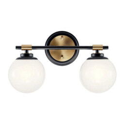 Luminosa Lighting Elstead Kichler Benno Bathroom Wall Lamp Contemporary Black, Champagne Bronze 3000K Ip44 2X G9 - thumbnail 5