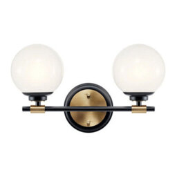 Luminosa Lighting Elstead Kichler Benno Bathroom Wall Lamp Contemporary Black, Champagne Bronze 3000K Ip44 2X G9 - thumbnail 4