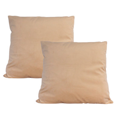 Urban Textures Pack Of 2 Velvet Cushion Covers 18 X 18 Inches Mink - image 1