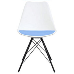 Fusion Living Soho White And Light Blue Plastic Dining Chair With Black Metal Legs - thumbnail 6