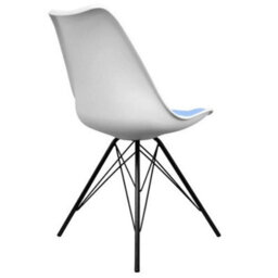 Fusion Living Soho White And Light Blue Plastic Dining Chair With Black Metal Legs - thumbnail 4