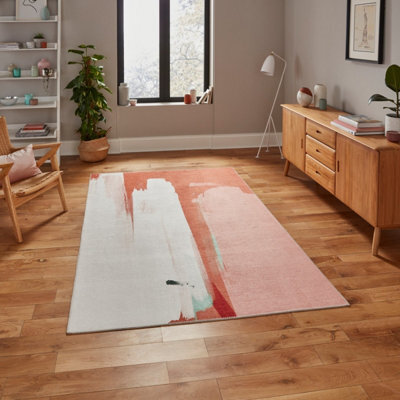 Ivory Luxurious Modern Abstract Easy To Clean Bedroom & Living Room Rug -150Cm X 230Cm - image 1
