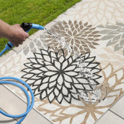 Homeart Outdoor Indoor Rug, Easy Clean, Uv Weather Resistant Rug For Patio, Gardenbellis Black, Beige,160X230Cm - thumbnail 6