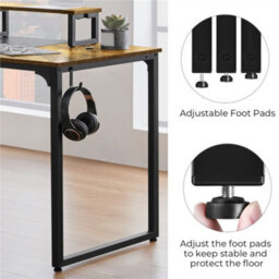Yaheetech Rustic Brown Computer Desk With 2 Desk Grommets - thumbnail 7