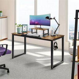 Yaheetech Rustic Brown Computer Desk With 2 Desk Grommets - thumbnail 1