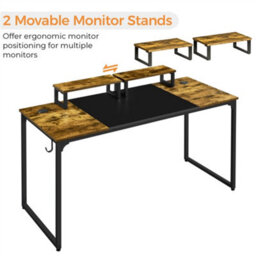 Yaheetech Rustic Brown Computer Desk With 2 Desk Grommets - thumbnail 6