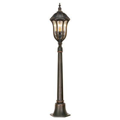 Elegant Outdoor Ip44 3-Bulb Walnut Led Bollard Lamp Post