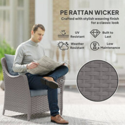 Light Grey Pe Rattan Garden Chairs Set Of 2, Garden Armchairs With Cushions - thumbnail 3