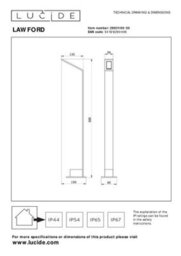 Lucide Lawford Bollard Light - Led 3000K Ip54 - Black - thumbnail 5