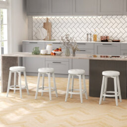 Costway Set Of 2 Bar Stools Kitchen Upholstered Chair 360 Swivel Pub Stool 66Cm - thumbnail 7