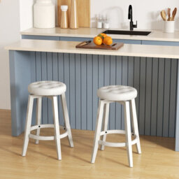 Costway Set Of 2 Bar Stools Kitchen Upholstered Chair 360 Swivel Pub Stool 66Cm - thumbnail 3